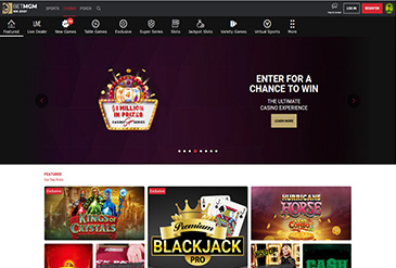 BetMGM casino homepage