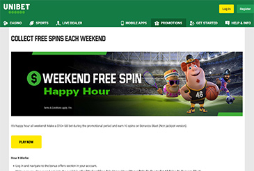 Startpagina van Unibet casino.