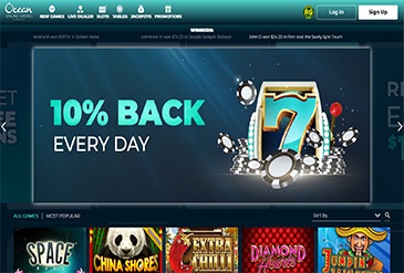 Ocean Online Casino startpagina.