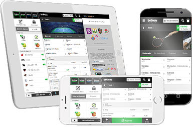 Sportmarkten voor tennis beschikbaar op Betway op verschillende mobiele apparaten.