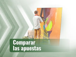 Mens die een affiche van tenis bekijken