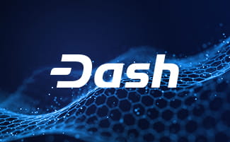 Dash logo op blauwe achtergrond