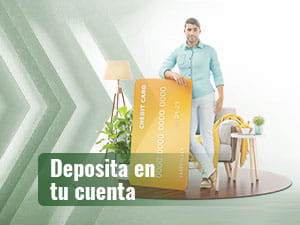 Man leunend op een gigantische creditcard