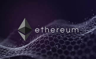 Ethereum logo op zwarte achtergrond