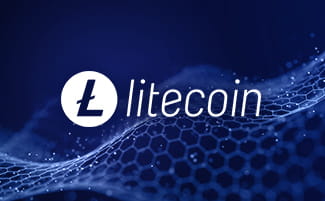 Litecoin logo op blauwe achtergrond