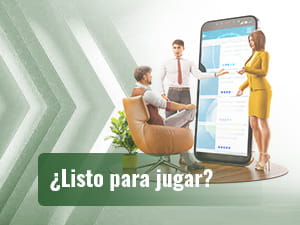 Een klant zittend op een stoel kijken naar de presentatie van twee werknemers