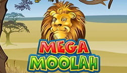 Cover van de Mega Moolah slot met jackpot voor online casino ' s.