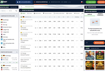 Sportweddenschappen homepage bij 20Bet in Chili