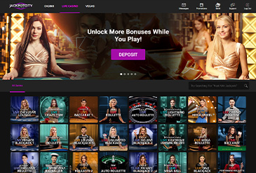 Pagina van de JackpotCity-gamecatalogus