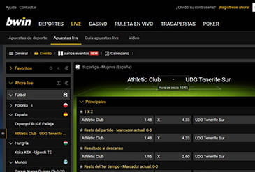 bwin biedt ook de mogelijkheid om live weddenschappen te plaatsen.