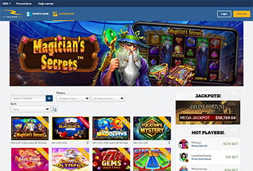 Home page van het Betrivers casino in Pennsylvania.