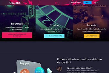 Sport, Casino en Esports secties op de Cloudbet website