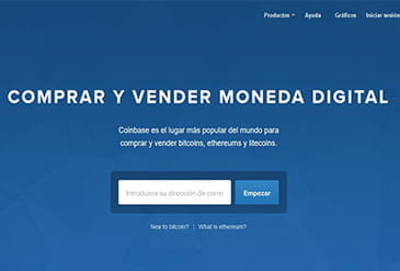 Dit is de homepage van Coinbase.