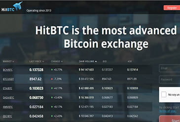 Dit is de homepage van HitBTC