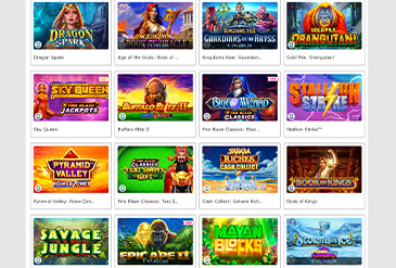 Pagina met de selectie van casino spellen merk weddenschappen.