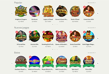 Pagina met de selectie van Paf casino Spellen.