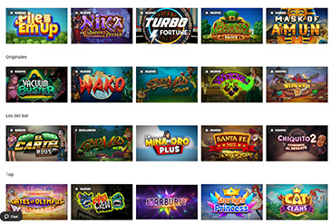 Pagina met de selectie van Wanabet casino spellen