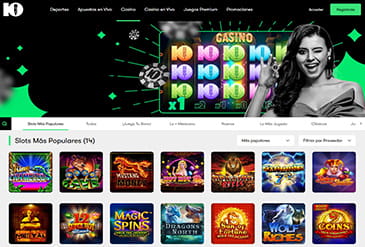 Pagina van de casino sectie van 10bet Mexico