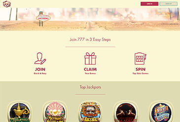 Pagina van de casino sectie van 777