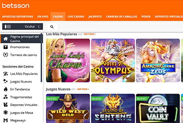 Betsson review casino sectie pagina