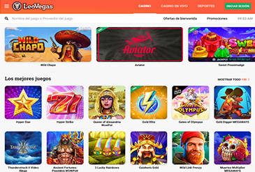 Startpagina met LeoVegas games