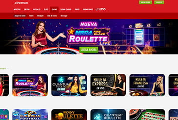 Selectie van casino spellen op de Sportium website