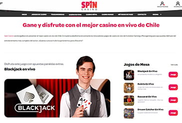 Live games aanbieding bij Spin Casino in Chili
