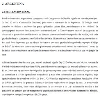 Uittreksel van de Argentijnse verordening die de oprichting van de FIE vaststelt.