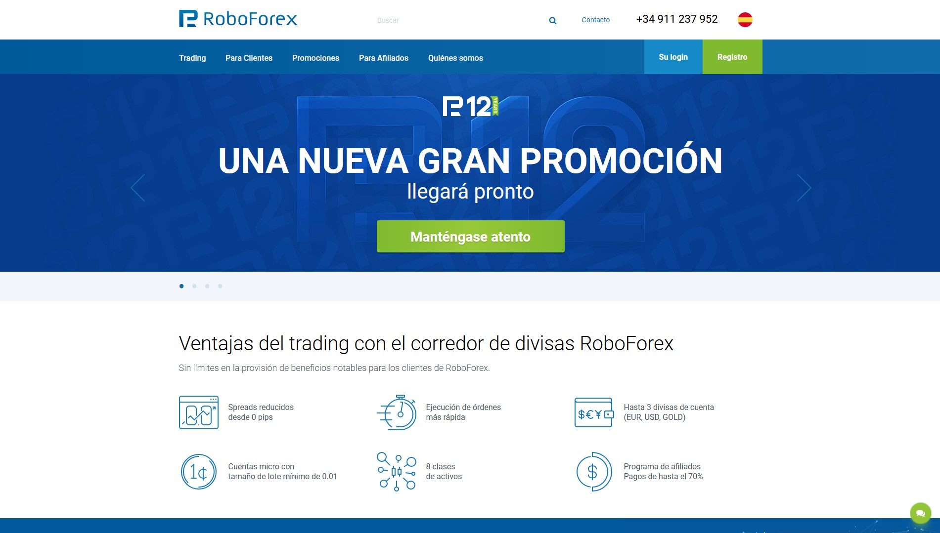 Roboforex homepage.