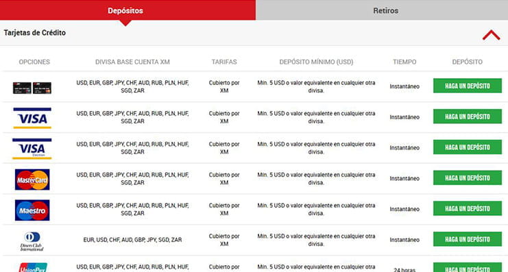 Betaalmethoden van de XM CFD broker