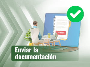 Een man voor een groot scherm van een mobiele telefoon, naast een bank en een lantaarnpaal.