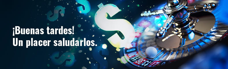 Roulette tafel en dollar symbolen naast een welkomsttekst naar een live casino.