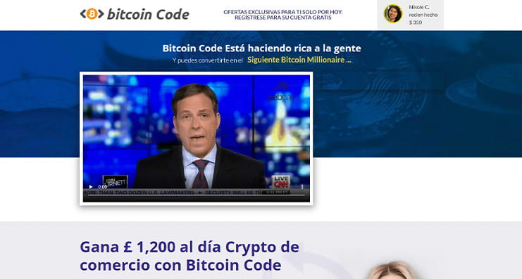 De hoofdpagina van Bitcoin Code.