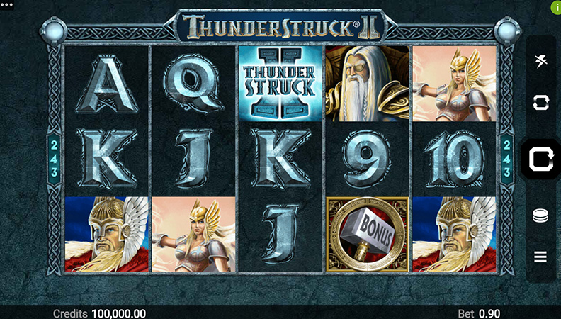 Demo van de Thunderstruck II slot.