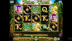 IGT Pixies van het bos slot game scherm.