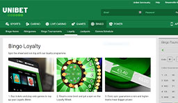Bingo loyaliteitsprogramma bij het Unibet online casino.