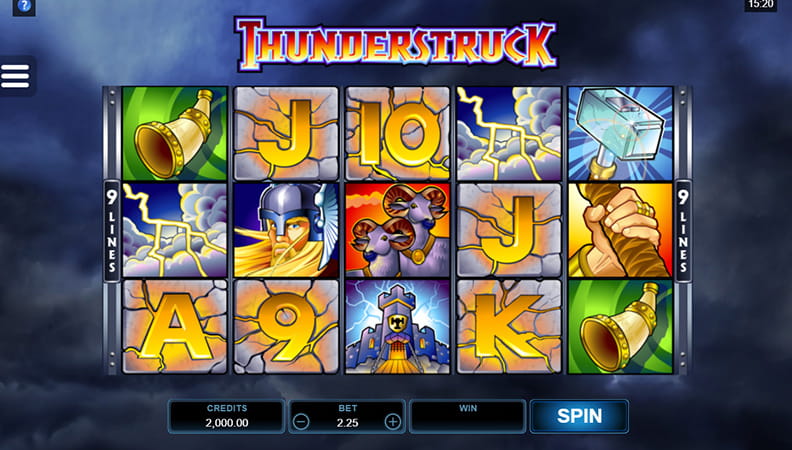 Demo spel van de Thunderstruck slot.
