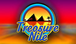 Cover van de Teasure Nile slot met een cumulatieve prijs voor online casino ' s.