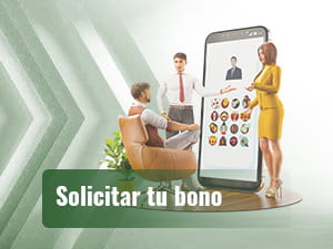 Twee mensen die een presentatie over casinospelen op een reusachtige mobiele telefoon maken.