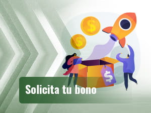 Twee mensen naast een doos waar geld uit komt en een raket.